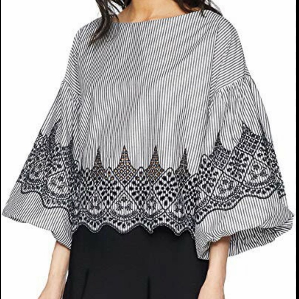 BCBG Striped Black and White Women's Top Size L